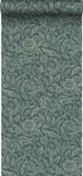 ESTAHome Behang Vintage Bloemen Donkerblauw en Vergrijsd Groen - 53 cm x 10.05 m