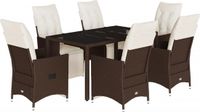 vidaXL 7-delige Bistroset met Kussens Poly Rattan Bruin