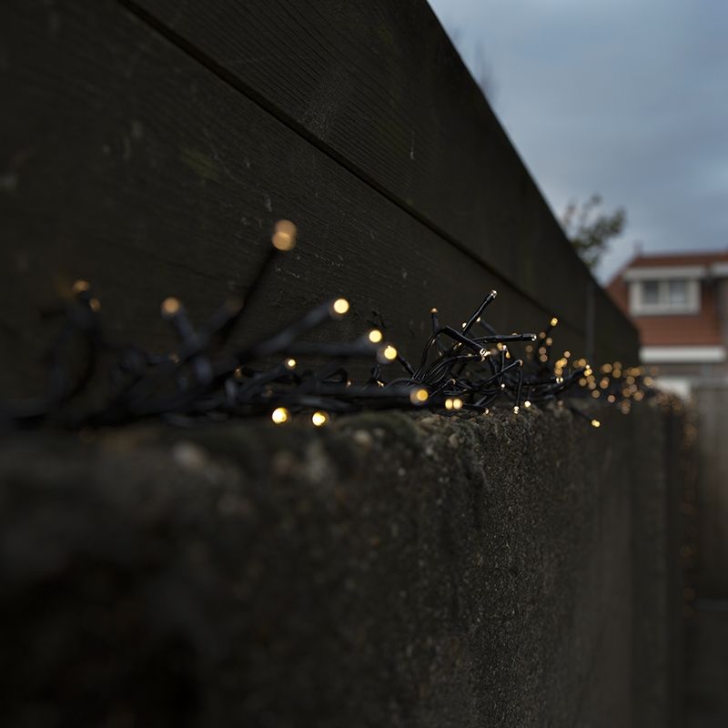 Kaemingk Clusterverlichting buiten lichtsnoer 768 warm wit LED 6 meter - zwart