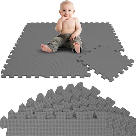 LittleTom 9-delige Baby Puzzel Speelmat - 30x30 EVA Schuim Kruipmat Vloermat Speeltapijt Kind - Grijs