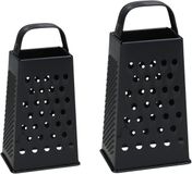 Set de râpes de cuisine et à fromage - 2x pièces - noir - 4 faces - 23 et 18 cm - Inox
