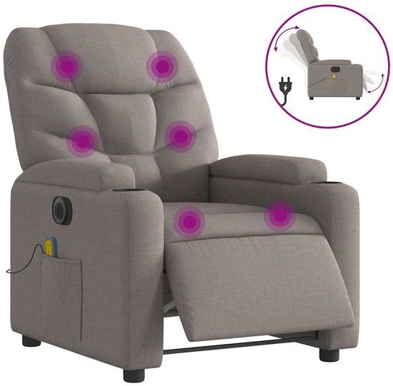 vidaXL Massagestoel elektrisch verstelbaar stof taupe