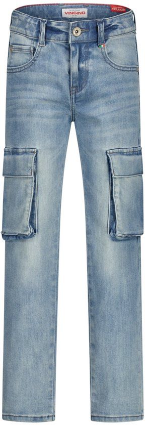 Vingino Paolo Cargo Jongens Straight Leg Jeans Katoen 72% Polyester 27% Elastaan 1% Maat 164 Old Vintage