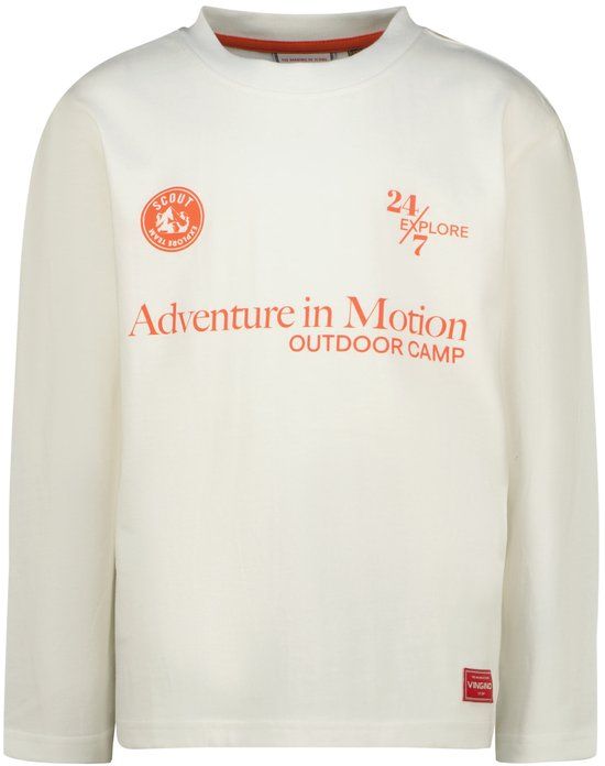 Vingino Herris Jongens T-shirt Lange Mouw Ronde Hals Katoen 128 Cloud White