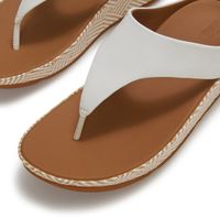 FitFlop Lulu Lux Graphic-Weave Leather Toe-Post Sandals Dames Sandalen - Urban Wit