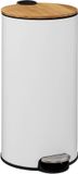 5Five Pedaalemmer Bamboe - Wit - Metaal - 30 Liter