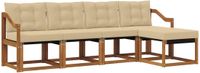 vidaXL Loungeset Bank 5-zits Acacia Hout Natuurlijk en Beige
