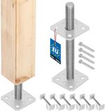 KOTARBAU® 6 stuks Paalhouder, Paalvoet, Verzinkt Staal, 80 x 80 x 250 mm, M24, Zilver