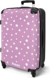NoBoringSuitcases.com® Koffer groot - Rolkoffer lichtgewicht - Witte sterren op paarse achtergrond - Reiskoffer met 4 wielen - Grote trolley XL - 20 kg bagage - Large suitcase