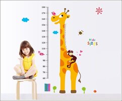 Giftwebshop Muursticker Giraffe XL met Lengtemaat Meetlat - Kinderkamer / Babykamer V2