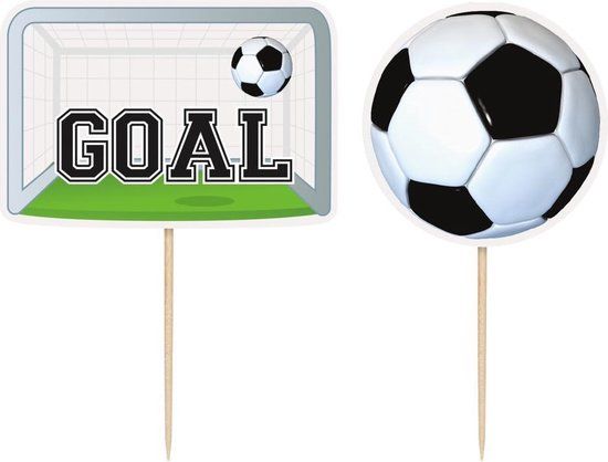 Unique Voetbal Taarttoppers - 6 stuks - Verjaardag - Multi colour - Plastic