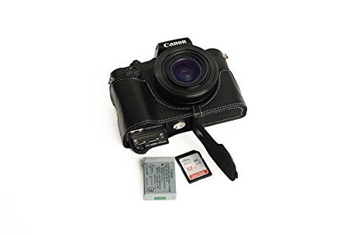 TP Originele Handgemaakte Echt Lederen Half Camera Case Tas Cover voor Canon G1X Mark III M3 3 Kleuren, Zwart