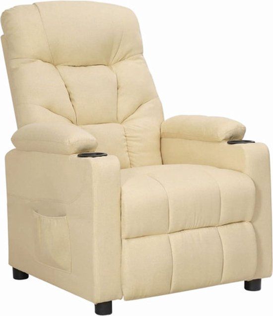 vidaXL Fauteuil verstelbaar stof crèmekleurig