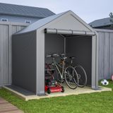 6x6 FT (190x170 cm) Tente de jardin d'hiver extérieure résistante avec toit en PE résistant aux UV, abri pour vélos et motos avec organisateur de rangement pour outils et petites pièces, taille 190x170x200 cm, gris foncé