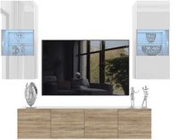 B BELINI GROUP BELINI Wandmeubel Milano 7 200 cm Wit/Sonoma Eiken