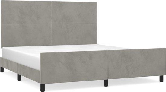 vidaXL Bedframe met hoofdeinde fluweel lichtgrijs 180x200 cm