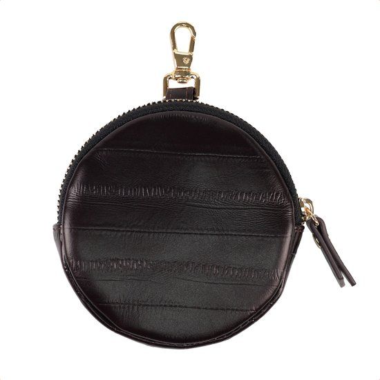 Selencia Echt Leren Mini Pouch - Sleutelhanger Telefoontasje - Dark Chocolate