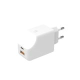 Adapter Xoopar Adapter met Dubbele Poorten Snelladen 65W - USB- en USB-C-poort - Ideaal voor het Opladen van Telefoons, Tablets en Computers - Met Aan/Uit Touch-lampje - Xoopar ICE-G Wit
