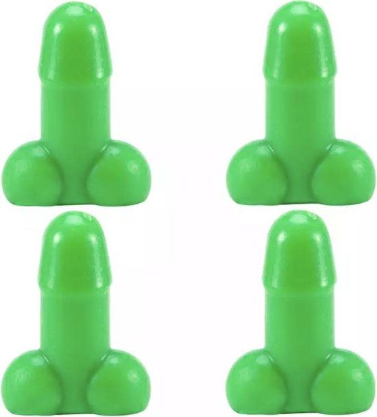 Tirecockz ventieldoppen cover penis / piemel siliconen 4 stuks groen