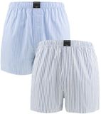 Björn Borg heren cotton stretch 2P wijde boxershorts stripe blauw & wit II