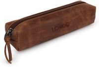 Londo Echt leren etui met rits voor pen, potlood en cosmetica – Schrijftas – Bruin