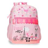 Roll Road Coffee Shop Rugzak, aanpasbaar, roze, 27 x 33 x 11 cm, polyester, 9,8 l