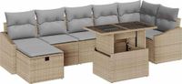 vidaXL Tuinbank Set 8-delig Beige Polyrotan