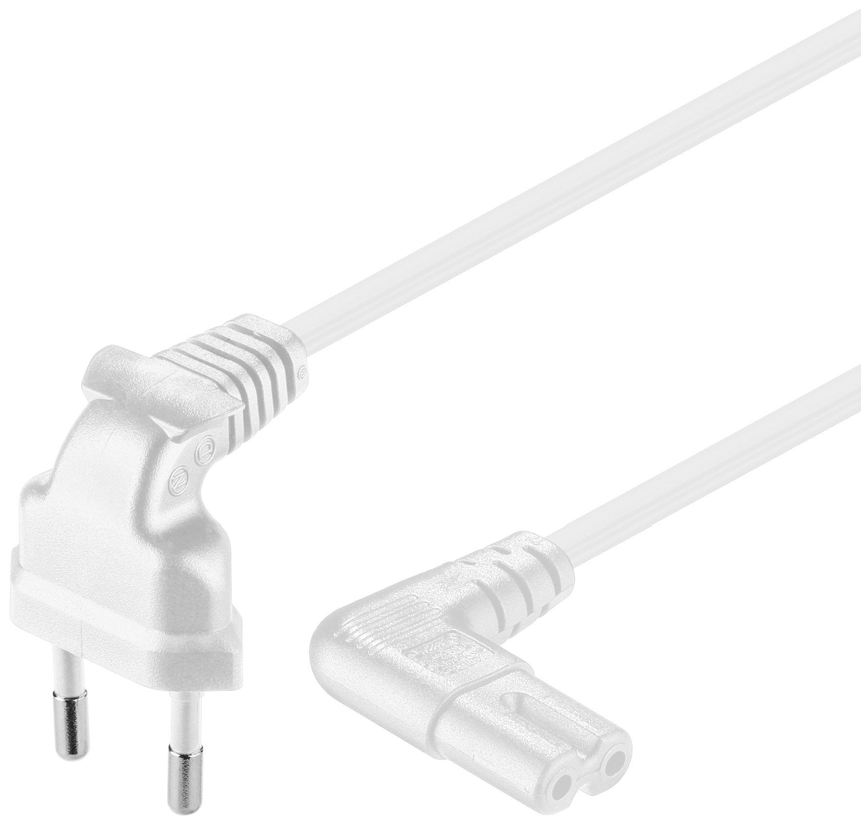 transmedia Stroomkabel met C7 / 8-vormige plug - haaks / wit - 2 meter