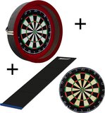 Sorpresa PRO Dart Set - Red/Black - Includes Dartboard, Mat & Lighting