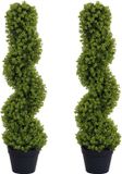 Homcom Kunstplant Buxus Spiraal 2 stuks 90cm Groen