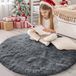Tapis sans marque - Long poil lavable - Salon - Gris foncé - Ø 200 cm