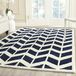 Safavieh Chatham Collection CHT746 tapijt voor binnen, rechthoekig, handgetuft, voor woonkamer, slaapkamer of elke binnenruimte, 122 x 183 cm, donkerblauw / ivoorkleuren