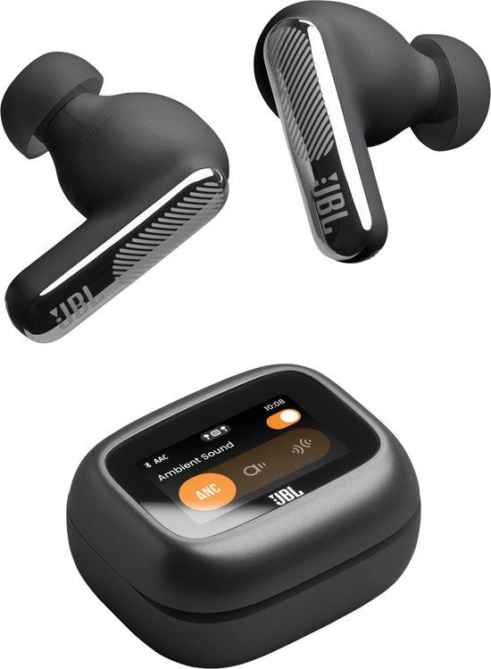 JBL Live Beam 4 – Draadloze Oordopjes met Noise Cancelling – Smart Case met Touchscreen - True Wireless Bluetooth – 48 uur – Waterdicht – IP55 - Zwart