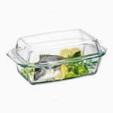 SIMAX Rechthoekige Braadpan met Deksel van Glas – Inhoud 3,2 L + 2,2 L, Afmetingen 34,8 x 20,3 x 13,3 cm – Borosilicaatglas – 7156/7166