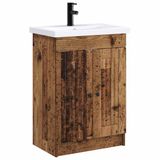 vidaXL Badkamermeubel Set Oud hout 56 x 37,5 x 81 cm Bewerkt hout