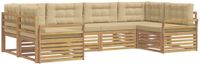vidaXL Buiten bankenset 6-delig Wit en Beige Massief Acacia Hout