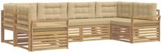 vidaXL Buiten bankenset 6-delig Wit en Beige Massief Acacia Hout