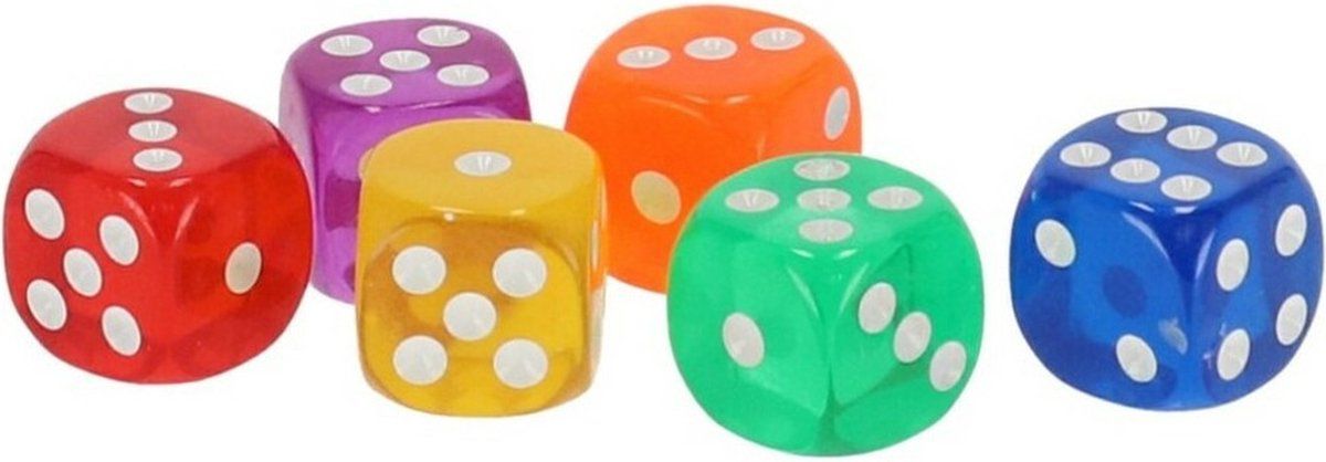 Gerim - Dobbelstenen - Multi Kleuren - 6 Stuks