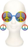 Widmann Set de déguisement Sixties/Hippie/Flower Power Boucles d'oreilles Peace et lunettes de soleil