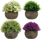 Unyqoos Kleurrijke Set van 4 Realistische Miniatuur Planten