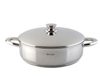 Lage kookpan van roestvrij staal 18/10, met deksel van staal, Ø 26 cm