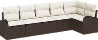 vidaXL Tuinbank - Set - 6 zitplaatsen - Bruin - Poly rotan