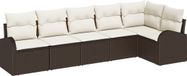 vidaXL Tuinbank - Set - 6 zitplaatsen - Bruin - Poly rotan