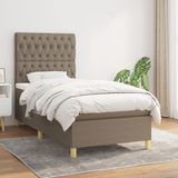 vidaXL Boxspringbed met matras, taupe, stof, 90x200 cm