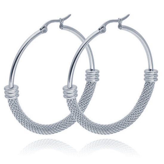 Cilla Jewels Lookinggoodtoday Dames Oorbellen Ringen Zilverkleurig van Edelstaal - 60mm