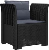 vidaXL Fauteuil met Kussens Rieten Look PP Antraciet