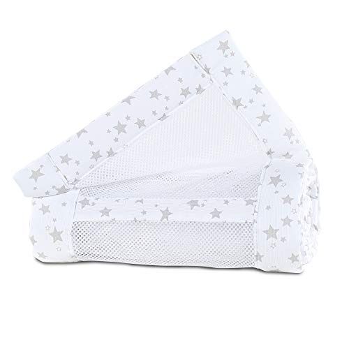 babybay Nestje Mesh-Piqué Original wit sterren parelgrijs 149x25 cm