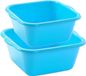 Forte Plastics Voordeelset multifunctionele kunststof teiltjes blauw in 2x formaten - 15 en 20 liter inhoud afwasbakjes