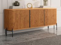Merkloos Buffetkast BALIMELA - Mangohout & Metaal - Naturel/Zwart - 175.7 cm