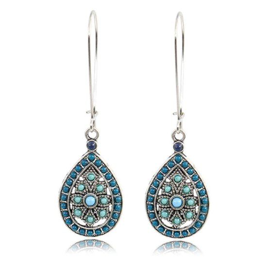 Deja Jewels Lookinggoodtoday Dames druppel Boho oorbellen zilver turquoise multicolor stenen